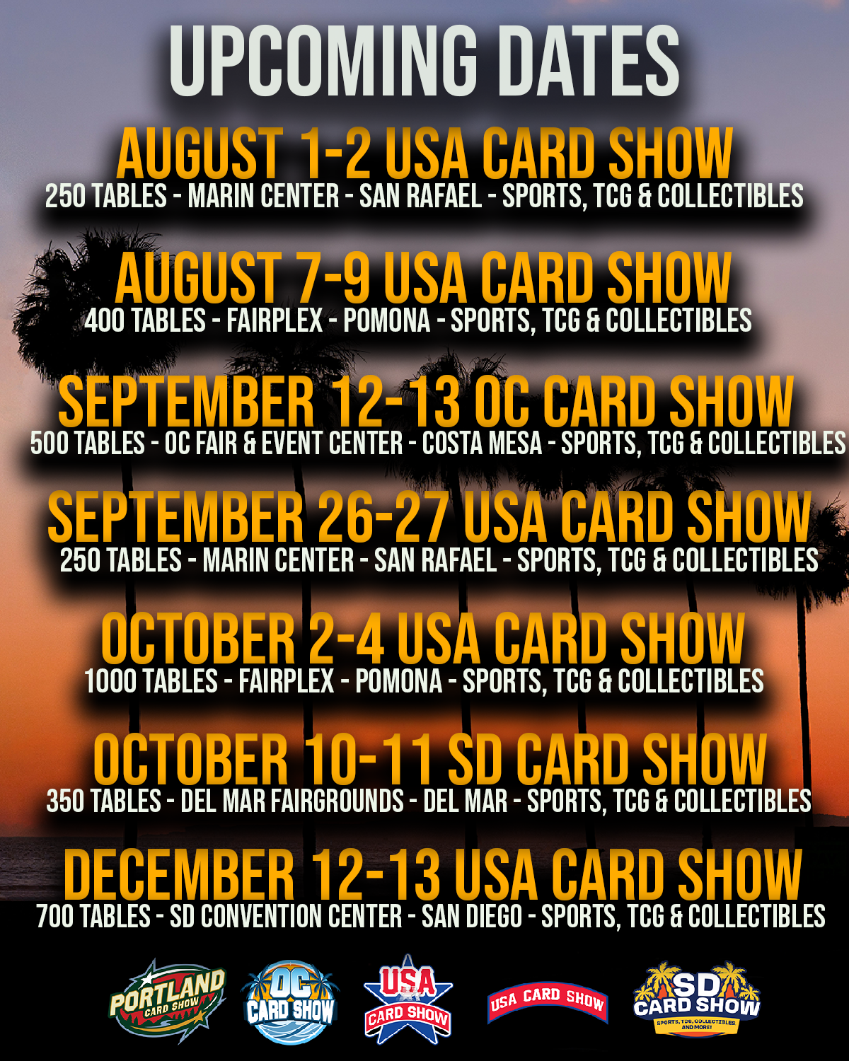 Upcoming shows schedule
